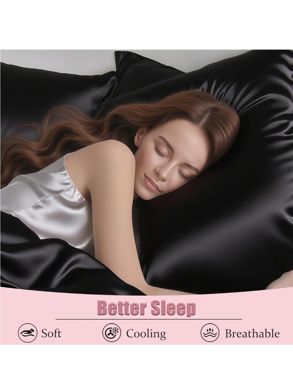 2 - SSilkday mulberry silk pillow cases / black / king size - Picture 4 of 8